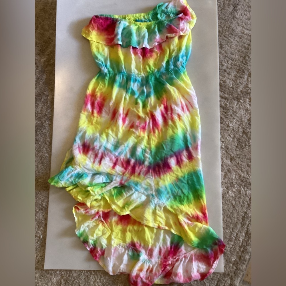 Peaceful People tied dyed halter high low dress-SZ L - Picture 3 of 4